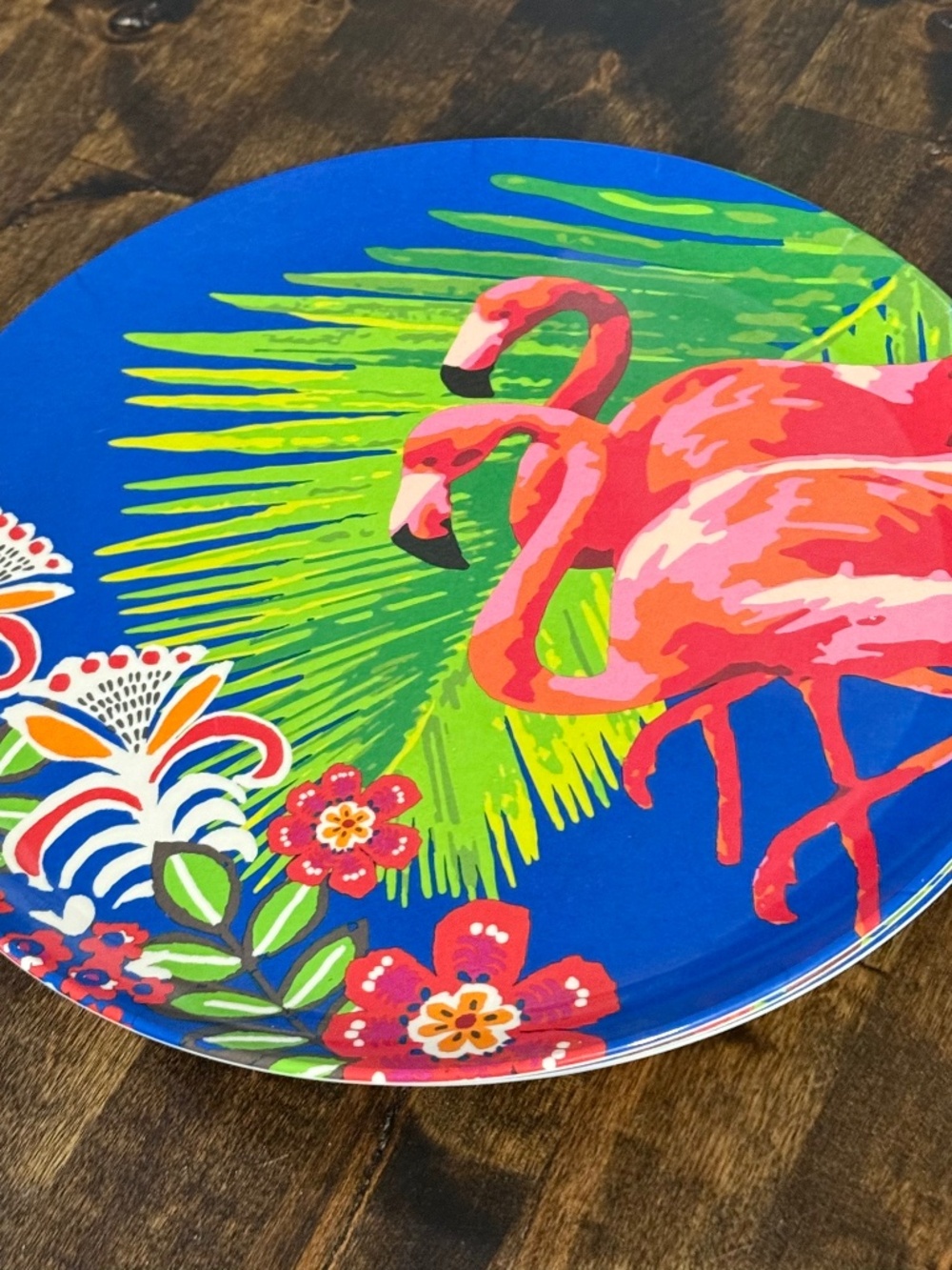 World Market Set of 4 Flamingo Melamine Dinner Plates Tropical Beach Summer